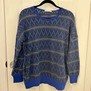 Blue and Gold Patterned Sweater, Sz L